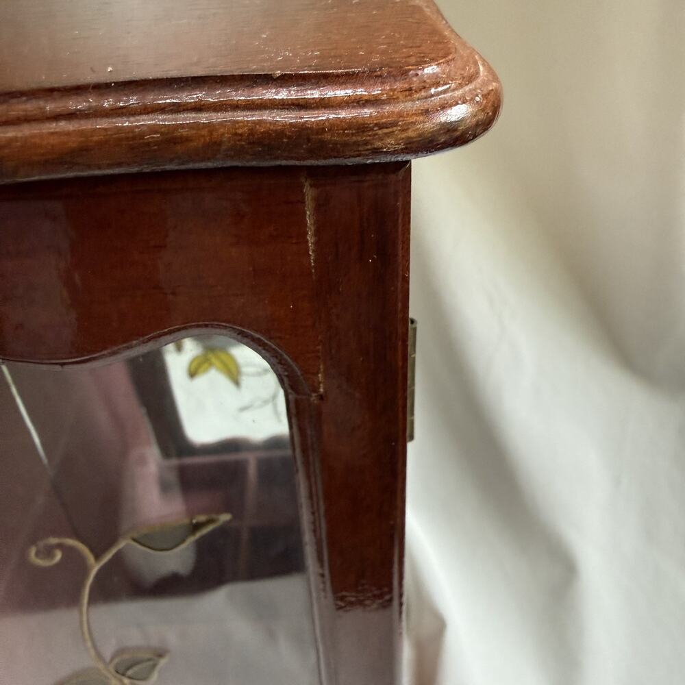 Large Vintage Wooden Jewelry Box Trinket Organizer Storage hand painted flowers - Picture 12 of 15